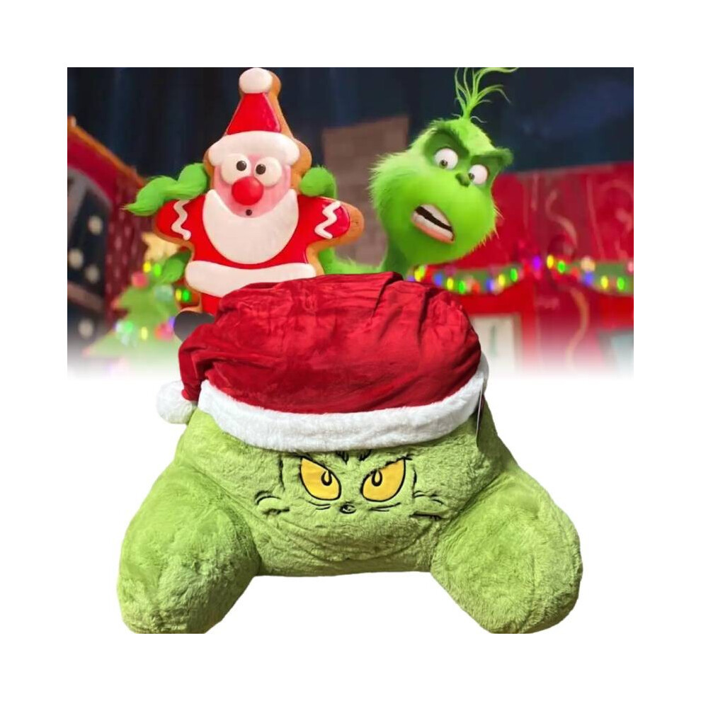 Pillow The Grinch Santa Hat Christmas Soft Plush Backrest Cushion Support Xmas