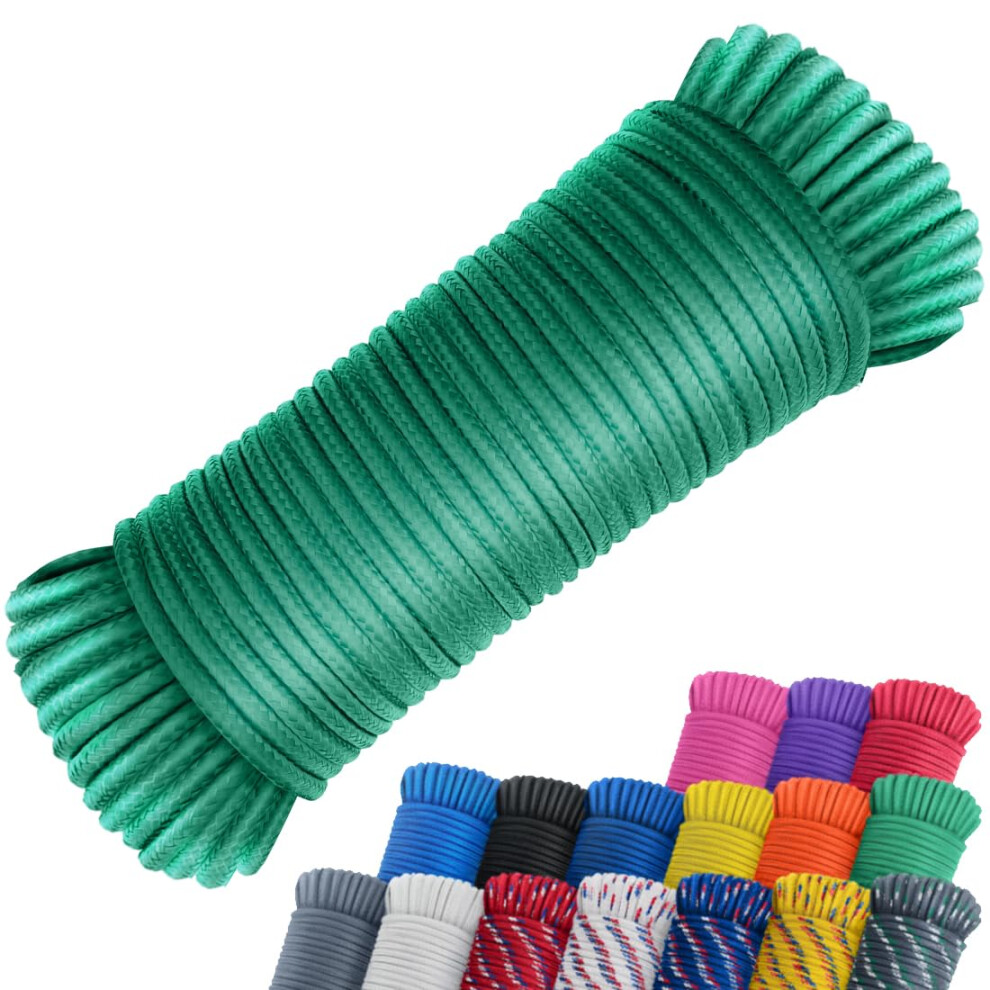 SMART&CASUAL 100 ft 1/4"""" Nylon Poly Rope Strong Utility Polyester Cord for Clothes Line Flag Pole Camping Crafting (Green)-image-OPC-PGTFTYF-NEW