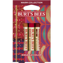 Burt's Bees Kissable Holiday Gift Set, 3 Lip Shimmers in Box, Warm Collection: Peony, Fig & Rhubarb
