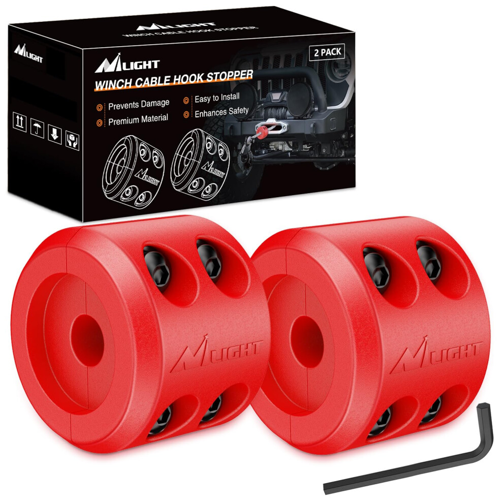 Nilight Winch Stopper For Atv Utv Truck Suv Winch Cable Hook Rubber Stopper 2 Pack Protect Towing Hook Synthetic Rope Winch Accessories Rope Line Save 840323936071
