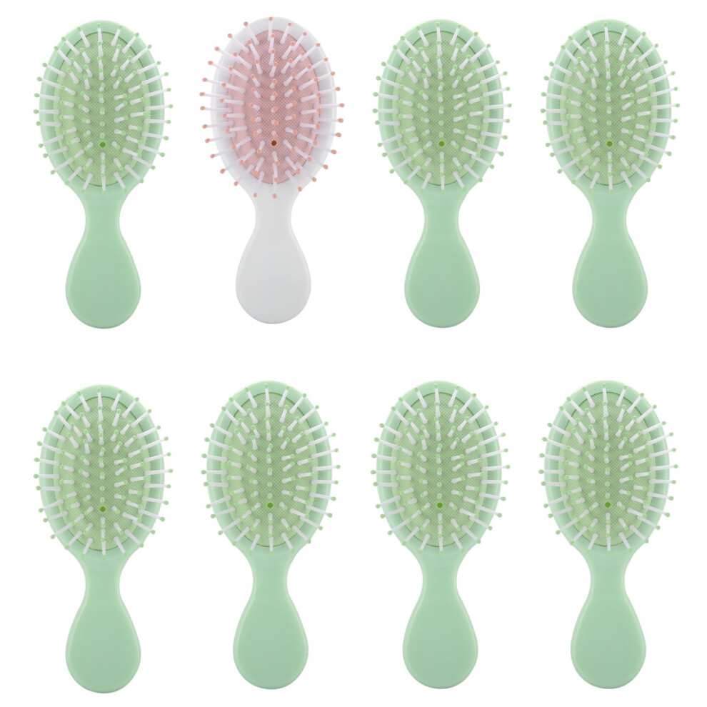 Ciulaiy Lot de 8 mini brosses à cheveux démêlantes pour cheveux secs et humides Blanc et vert sauge Pour demoiselle d'honneur, enterrement de vie
