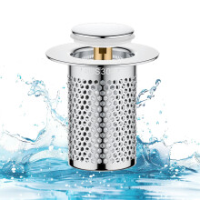 Tappo di scarico per lavandino del bagno universale pop-up aggiornato Conservazione dell'acqua a pressione per sigillatura Filtro in acciaio inos
