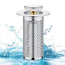Tappo di scarico per lavandino del bagno universale pop-up aggiornato Conservazione dell'acqua a pressione per sigillatura Filtro in acciaio inos