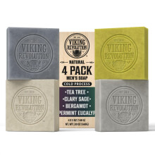 Sapone Naturale Viking Revolution per Uomini - Sapone Bar con Oli Essenziali - Sapone Nutriente con Tea Tree, Salvia