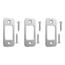 Ronde Hoek Deadbolt Strike Plaat 1" x 2-1/4" met 6 Schroeven 1-3/8" (Satijn Nikkel) - 3 Pack
