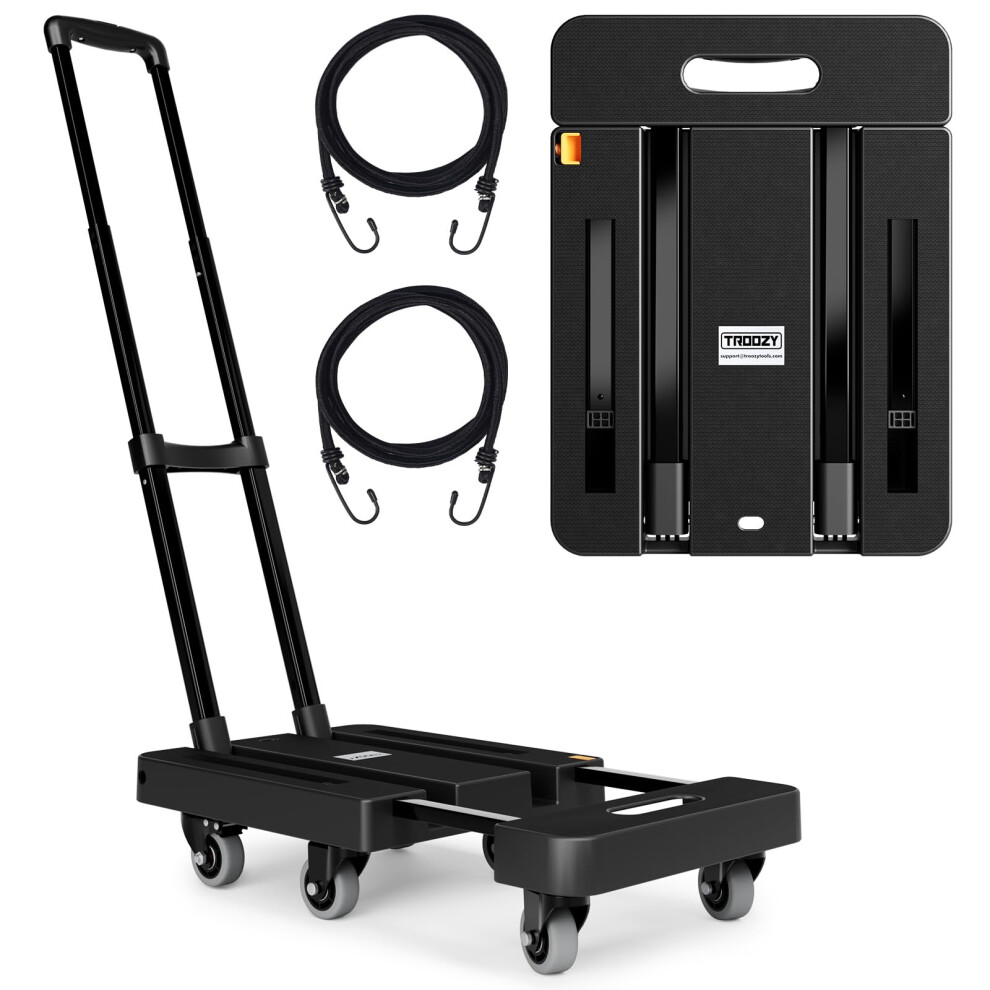 Folding Hand Trucks  Heavy Duty Dolly Cart with 6 Wheels & 2 Elastic Ropes  Foldable & Ideal for Luggage  Travel  Moving  Shopping  Office Use  Hold U