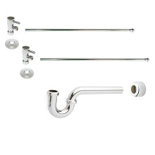 Westbrass D1838QRL-05 Freestanding Pedestal Sink Faucet Supply Line Risers with P-Trap Flanges and 1/4-Turn Lever Handles Polished Nickel