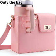 (Pink) Crossbody Outdoor Portable Water Cup Storage Bag With Shoulder Strap Adjustable