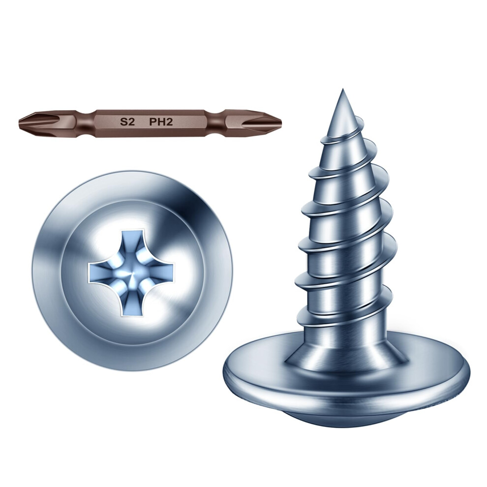 Mywish 350Pcs #8 ? 1/2"""" Wood Screws Phillips Truss Head Wood Screws Quick Metal Self Tapping Screws Galvanized Iron Zinc Oxide Plated Steel 810155651435