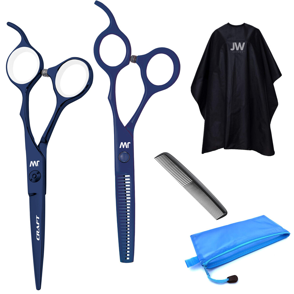 Jw Shears Jw Professional Shears And Thinner Crx Series Combo Cape Comb & Case - Barber & Hair Cutting Scissors/Shears Stainless Steel