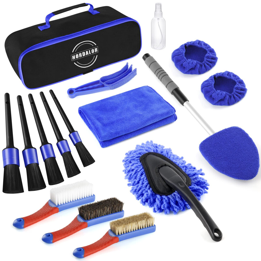 Hordalor 17Pcs Car Interior Detailing Kit With Windshield Cleaning Tool Detailing Brush Set Leather & Textile Car Interior Brush Car Duster Car Int 699838044005
