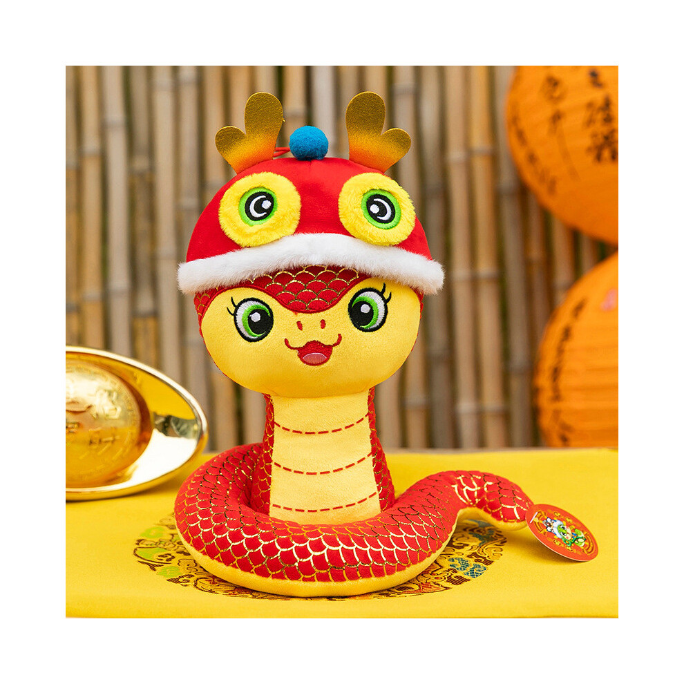 (Red, 28cm/11.02in) Snake Toys Plush Lion Dance Hat Cartoon Animals Fill Doll Mascot Gift Christmas-image-OPC-PGTFYJ5-NEW