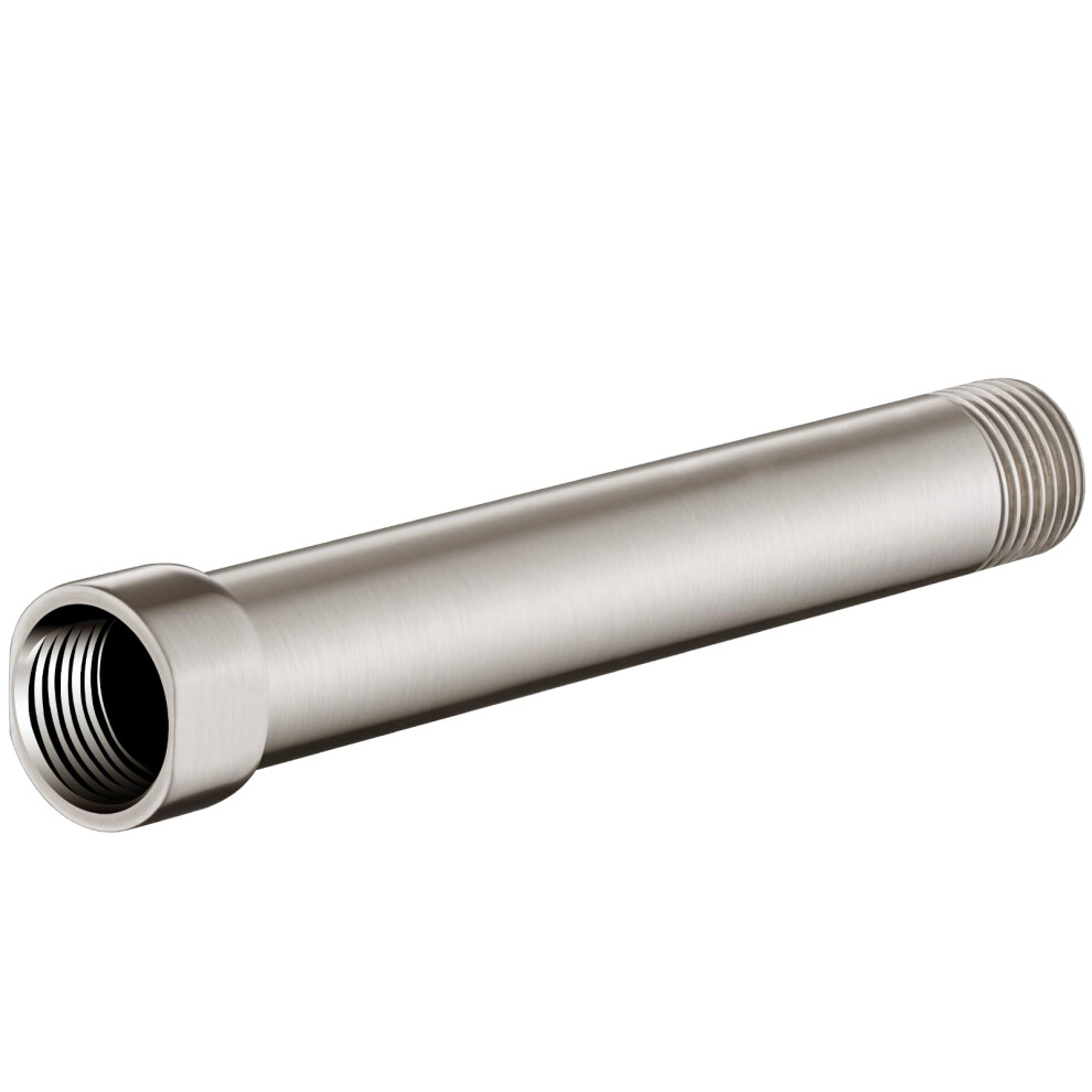 BRIGHT SHOWERS Shower Arm Extender for Rain and Handheld  6 Inch Extension Arm  Pipe Extension for Lowering Showerhead  Brushed Nickel
