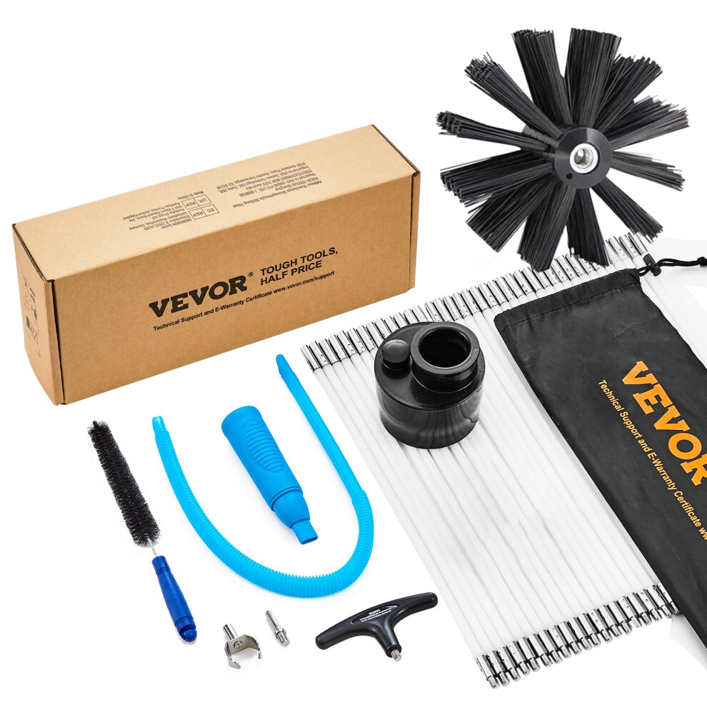 VEVOR 40 FEET Dryer Vent Cleaner Kit  29 Pieces Duct Cleaning Brush  Reinforced Nylon Dryer Vent Brush with Complete Accessories  Dryer Cleaning Kit w