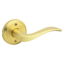 Kwikset Sedona Dummy Door Handle  Single Sided Lever for Closets  French Double Doors  and Pantry  Satin Brass Non-Turning Right Handed Interior Push/