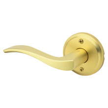 Kwikset Sedona Dummy Door Handle  Single Sided Lever for Closets  French Double Doors  and Pantry  Satin Brass Non-Turning Left Handed Interior Push/P