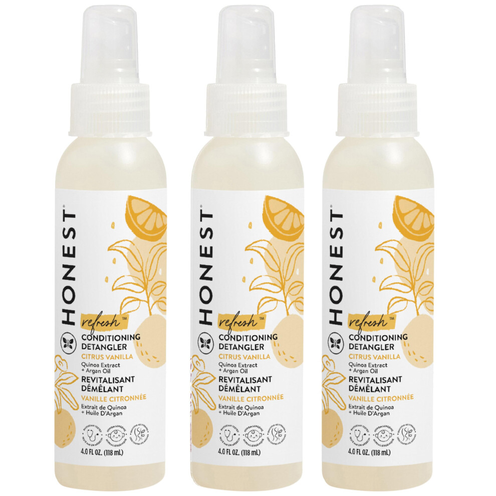 Det Ærlige Selskab The Honest Company Conditioning Hair Detangler 3-Pack | Leave-In Conditioner + Fortifying Spray | Tear-Free Cruelty-Free Hypoallergenic | Citrus Van