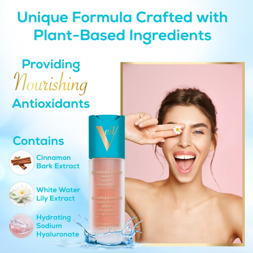 Veil Cosmetics Primer 3 σε 1 - Ορός, Βάση, Πρίντερ - Μειώνει τους Πόρους - Ενυδατώνει & Λαμπρύνει 2