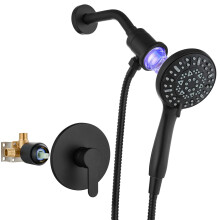 brassqueen Magnetic Shower Faucet Set with 5-Settings Handheld Spray Magnetic Docking Shower Head System with Rough-in Valve and Shower Trim Kit