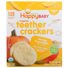 HAPPY BABY Biologische Mango & Pompoen Bijtring Crackers 12 Stuks, 1.7 OZ