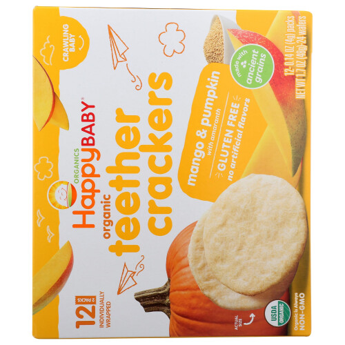 Happy Baby Organic Mango & Pumpkin Teether Crackers 12 Count 1,7 oz 1