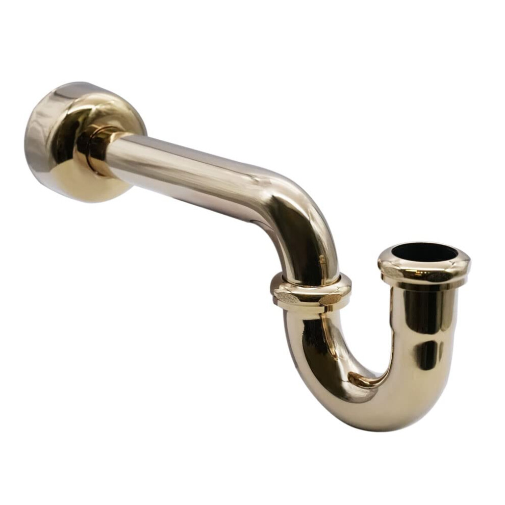 Westbrass D401-1-01 1-1/4"""" 17 Ga P-Trap With High Box Flange 1-Pack Polished Brass 747028006101