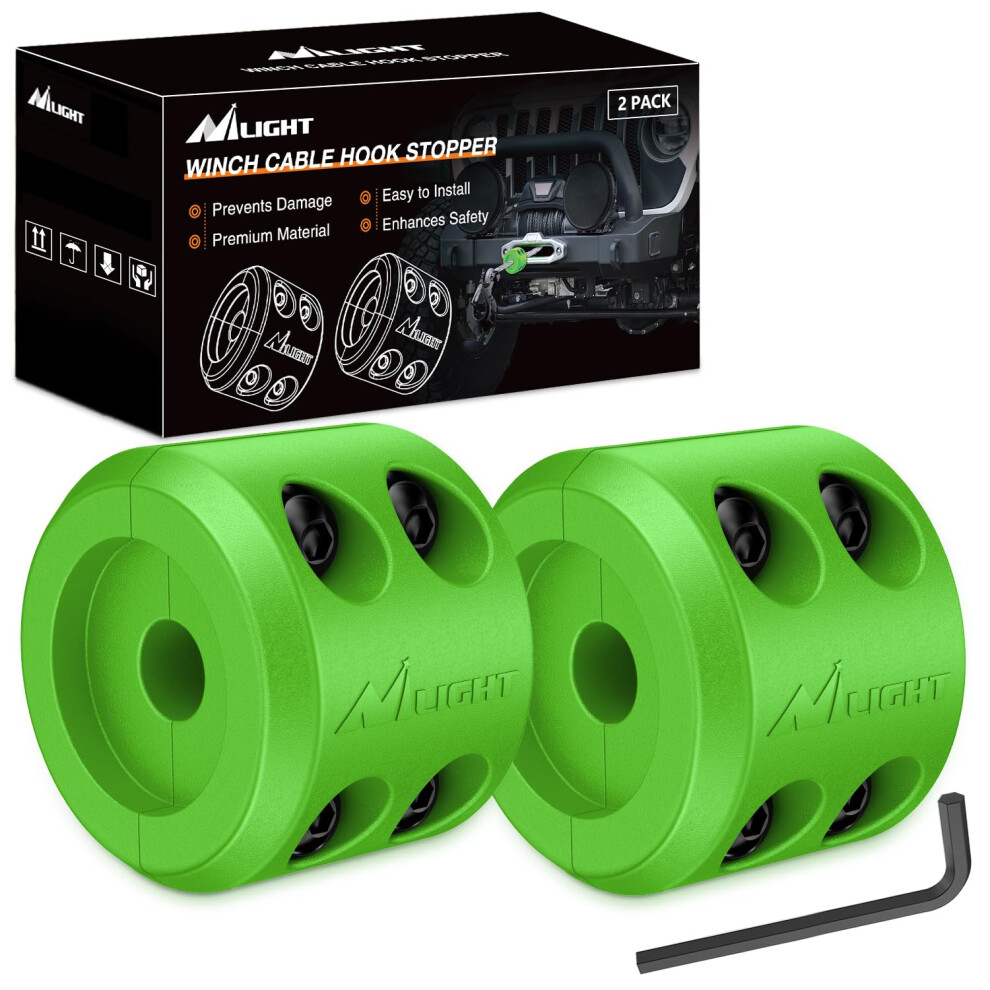 Nilight Winch Stopper For Atv Utv Truck Suv Winch Cable Hook Rubber Stopper 2 Pack Protect Towing Hook Synthetic Rope Winch Accessories Rope Line Save 840323936101