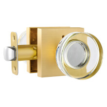 naubea Glass Door Knobs Gold Door Knob Crystal Door Knobs Interior Privacy Door Knobs with Lock for Bathroom and Bedroom Modern Door Knob Satin Brass