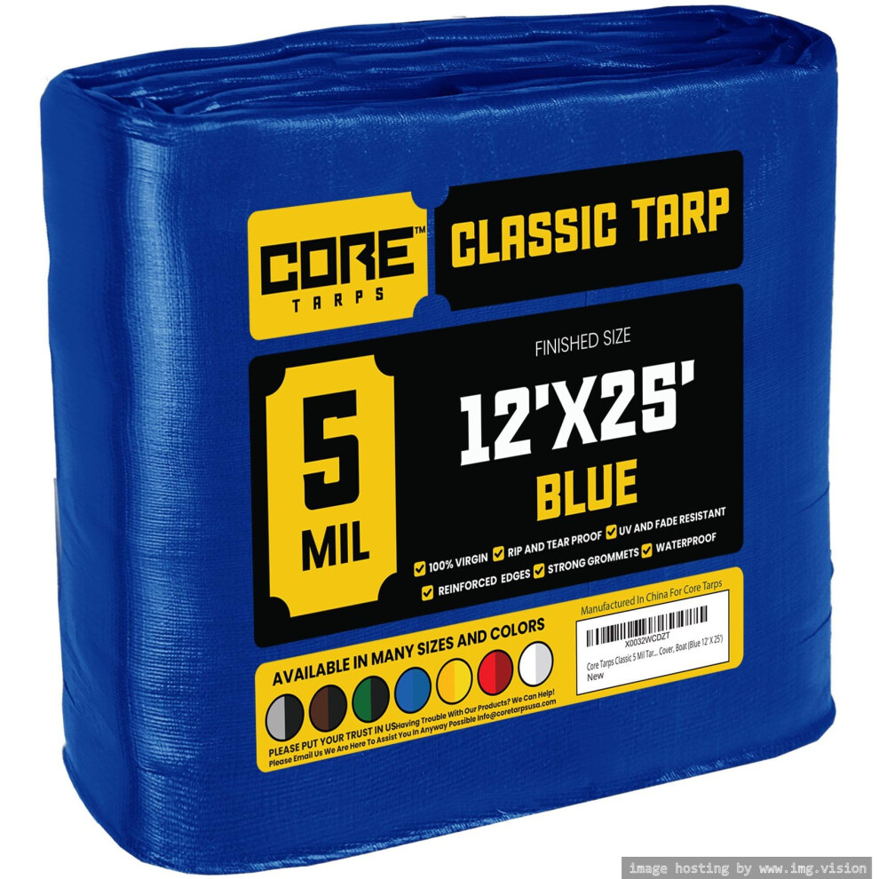 Core Tarps Classic 5 Mil Tarp Cover  Waterproof  UV Resistant  Rip and Tear Proof  Poly Tarpaulin with Reinforced Edges for Roof  Camping  Patio  Pool-image-OPC-PGTG2XS-NEW
