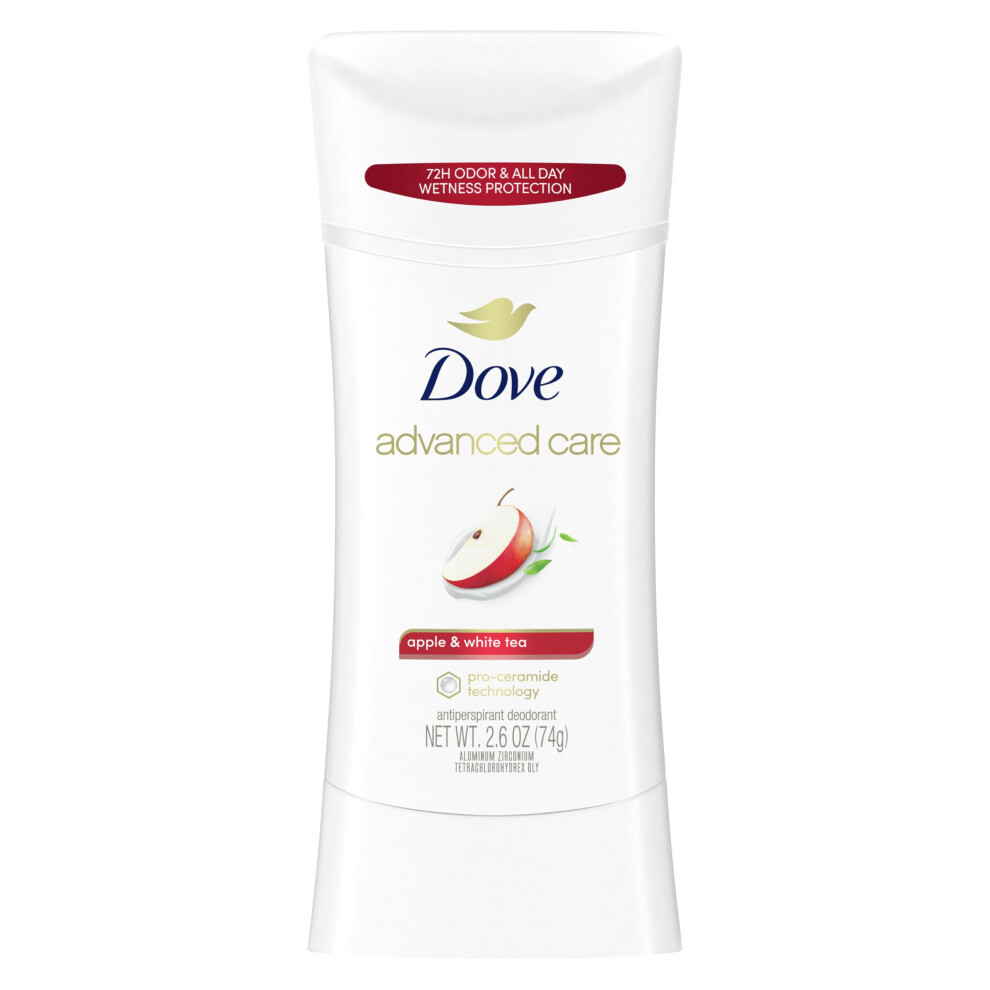 Dove Advanced Care Antiperspirant Deodorant Stick for Women  Apple & White Tea  for 48 Hour Protection And Soft And Comfortable Underarms  2.6 oz