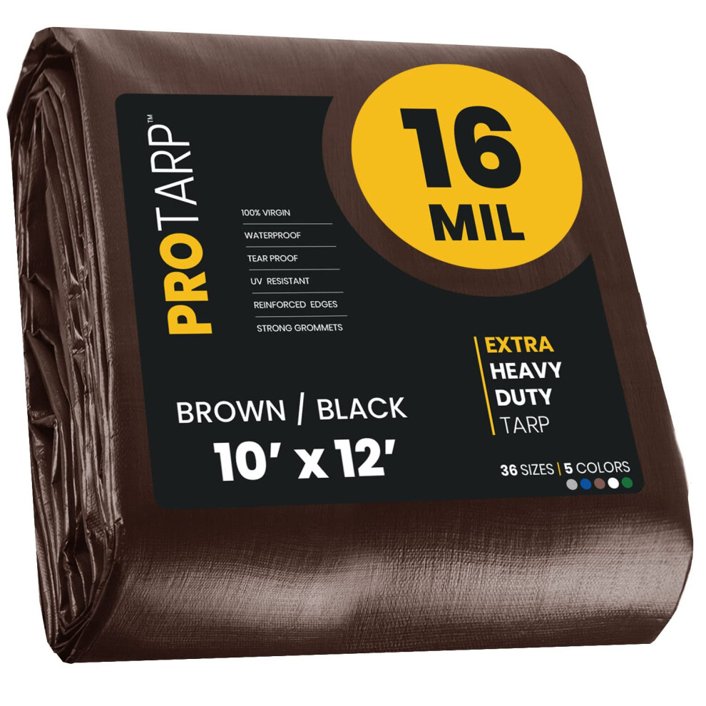 Telo Di Copertura Protarp Extra Resistente Da 16 Mil, Impermeabile, Resistente Ai Raggi Uv, Antistrappo E Antistrappo, Con Bordi Rinforzati, Per