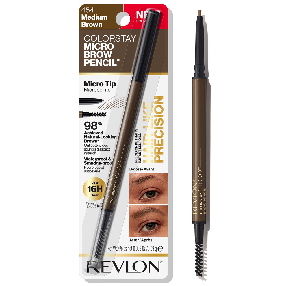 Revlon ColorStay Micro Eyebrow Pencil with Built-In Spoolie Brush  Valentine's Day Makeup Gifts for Women  Infused with Argan and Marula Oil  Waterpro