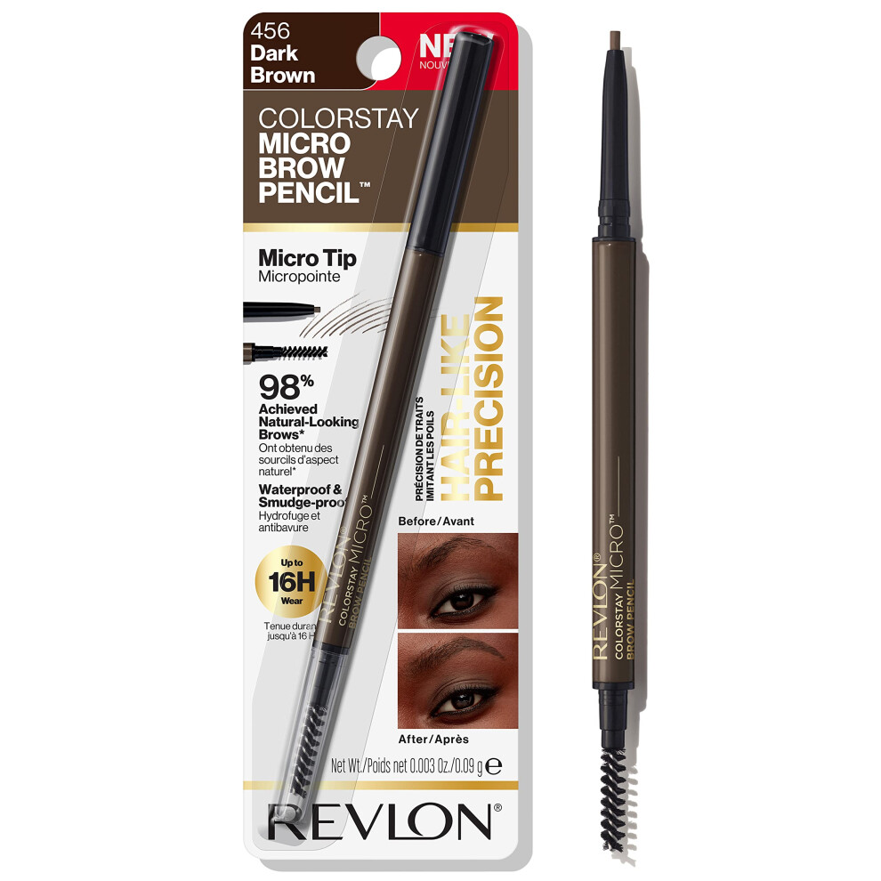 Revlon ColorStay Micro Eyebrow Pencil with Built-In Spoolie Brush  Valentine's Day Makeup Gifts for Women  Infused with Argan and Marula Oil  Waterpro
