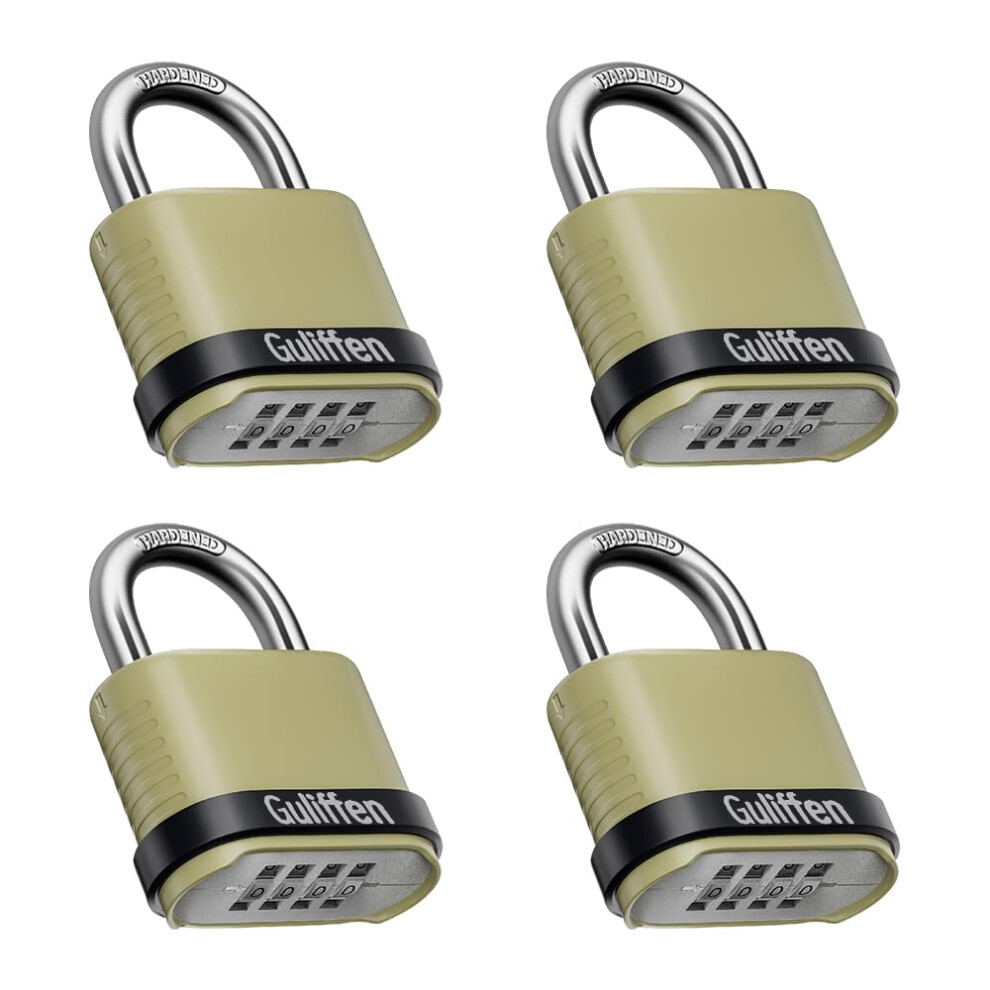 Guliffen Outdoor Combination Lock Heavy Duty Weatherproof Combination Padlock 4 Pack Resettable Combination Lock For Locker Shed Garage Gate Fen 703663833786