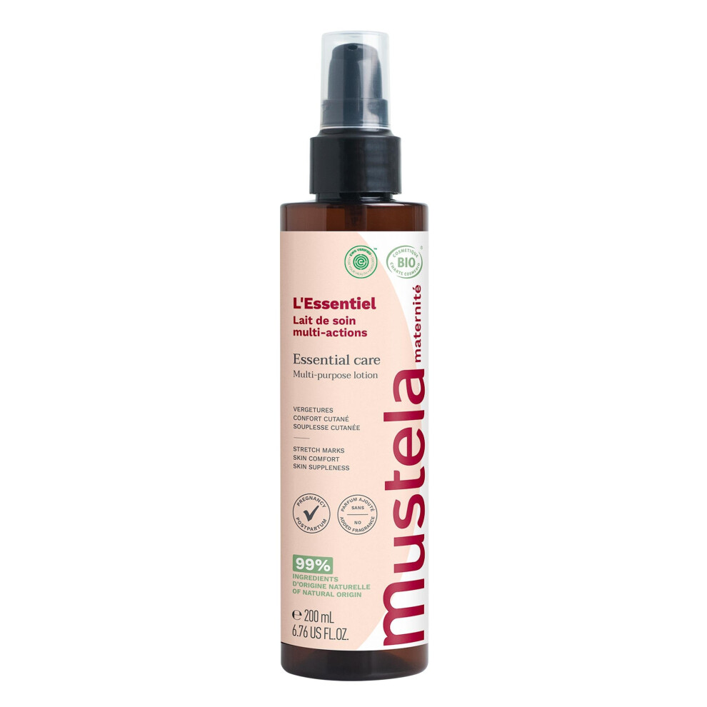 Mustela Certified Organic Maternity Essential Care Multi-Purpose Lotion - Pregnancy & postpartum - Stretch Marks  Skin Comfort & Suppleness - No Added
