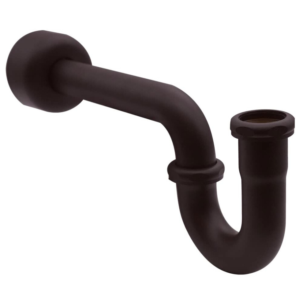 Westbrass D401-1-12 1-1/4"""" 17 Ga. Brass P-Trap With High Box Flange 1-Pack Oil Rubbed Bronze 747028006125