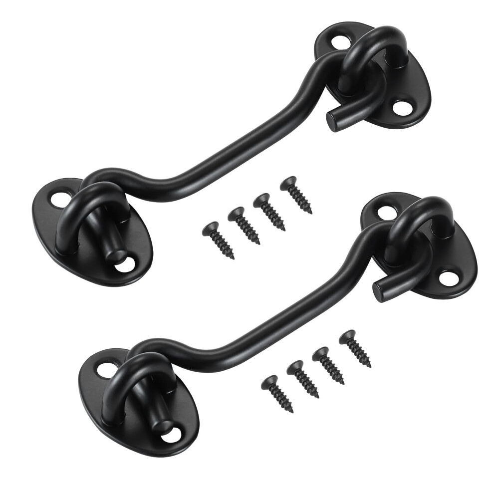 VEVOR Hook and Eye Gate Latch  2 Pack Barn Door Latch Hook with Mounting Screws  Stainless Steel Hook and Eye Latch  Hook Lock for Sliding Barn Door