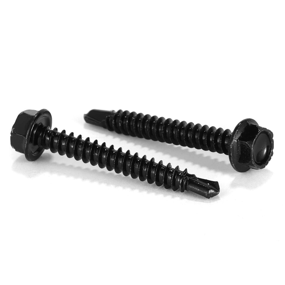 #14 x 1-1/4"""" Sheet Metal Screws 100PCS 410 Stainless Steel Hex Washer Head Tek Screws Fast Self Tapping Screws Black Oxide by SG TZH-image-OPC-PGTG8HC-NEW