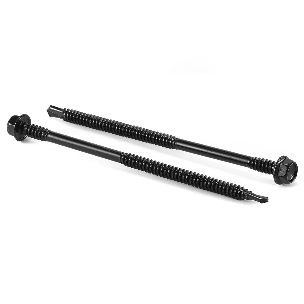 #12 x 5"""" Sheet Metal Screws 100PCS 410 Stainless Steel Hex Washer Head Tek Screws Fast Self Tapping Screws Black Oxide by SG TZH-image-OPC-PGTG8J9-NEW