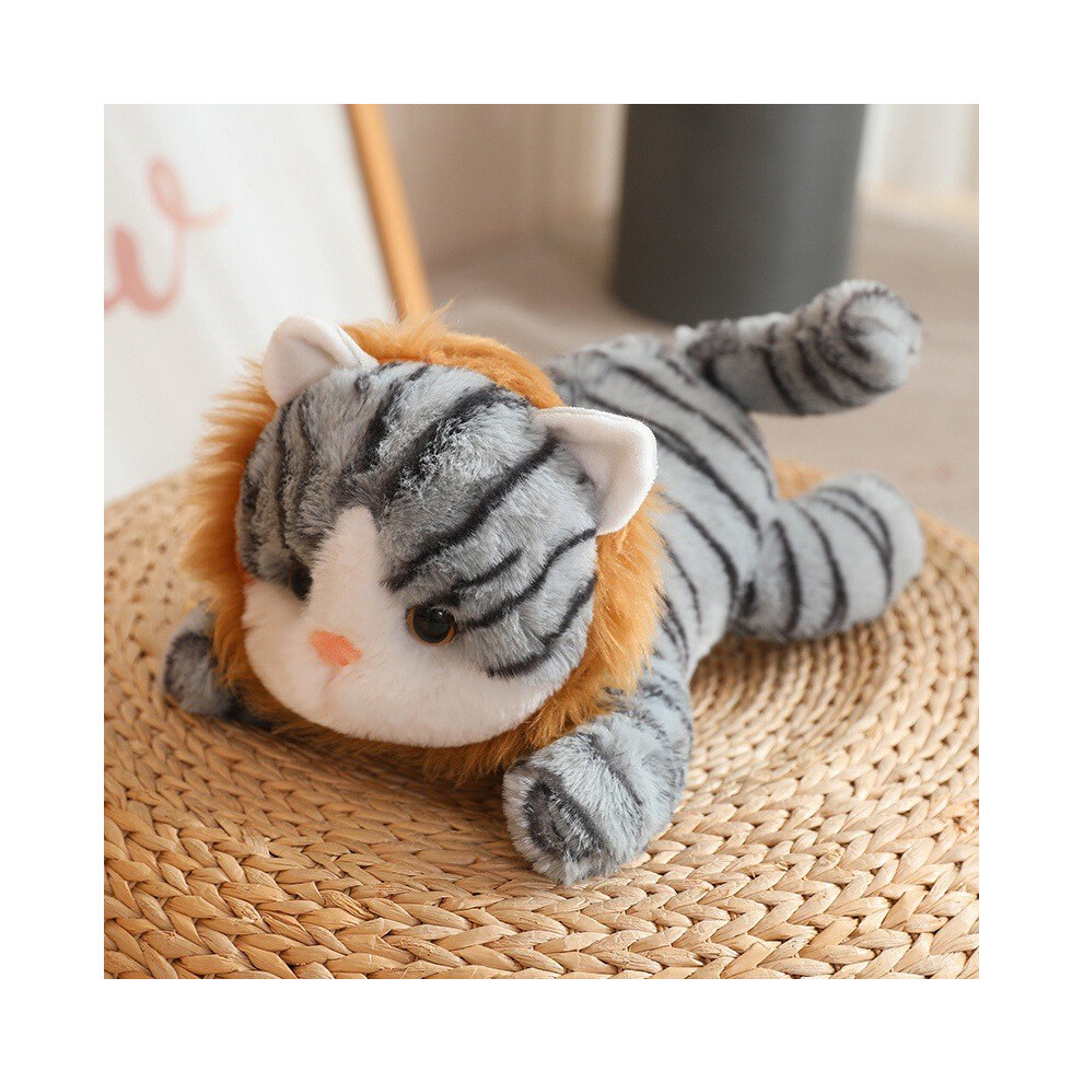 (Gray Lion, 40cm/15.75in) Bread Flower Lion Headwear Cat Plush Toy Cartoon Stuffed Gift Decoration Doll-image-OPC-PGTG95R-NEW
