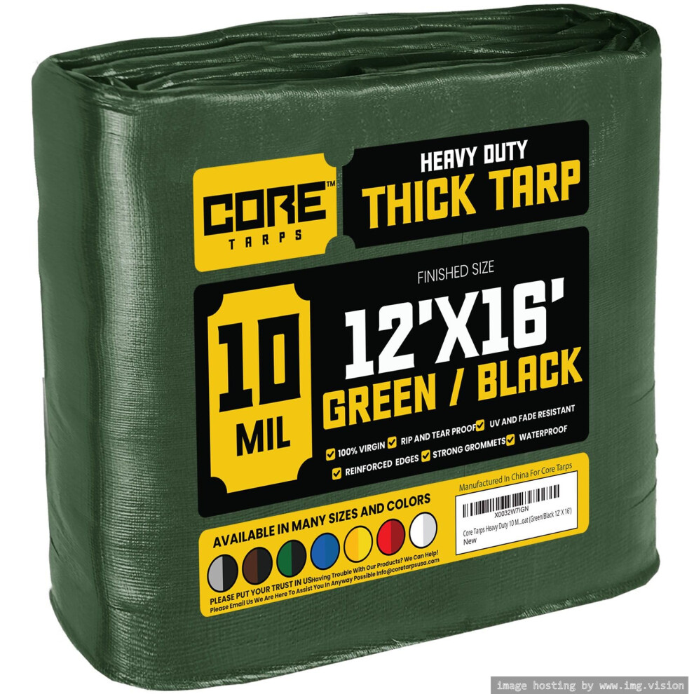 Core Tarps Heavy Duty 10 Mil Tarp Cover Waterproof Uv Resistant Rip And Tear Proof Poly Tarpaulin With Reinforced Edges For Roof Camping Patio 810077419793
