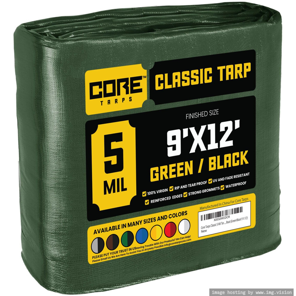 Core Tarps Classic 5 Mil Tarp Cover  Waterproof  UV Resistant  Rip and Tear Proof  Poly Tarpaulin with Reinforced Edges for Roof  Camping  Patio  Pool-image-OPC-PGTG9PK-NEW