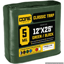 Core Tarps Classic 5 Mil Tarp Cover Waterdicht UV-bestendig Scheur- en scheurbestendig polyzeil met versterkte randen voor dakcamping Patio Zwembadaf