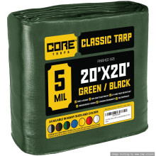 Core Tarps Classic 5 Mil Tarp Cover Waterdicht UV-bestendig Scheur- en scheurbestendig polyzeil met versterkte randen voor dakcamping Patio Zwembadaf