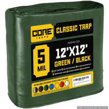 Core Tarps Classic 5 Mil Tarp Cover Waterdicht UV-bestendig Scheur- en scheurbestendig polyzeil met versterkte randen voor dakcamping Patio Zwembadaf