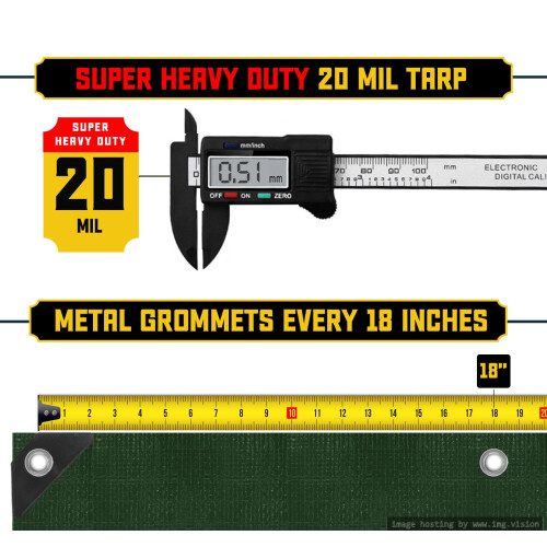 Bâche Core Tarps Extra Épaisse 20 Mil, Imperméable, Résistante UV, Anti-Déchirure, Polyéthylène Renforcée 2