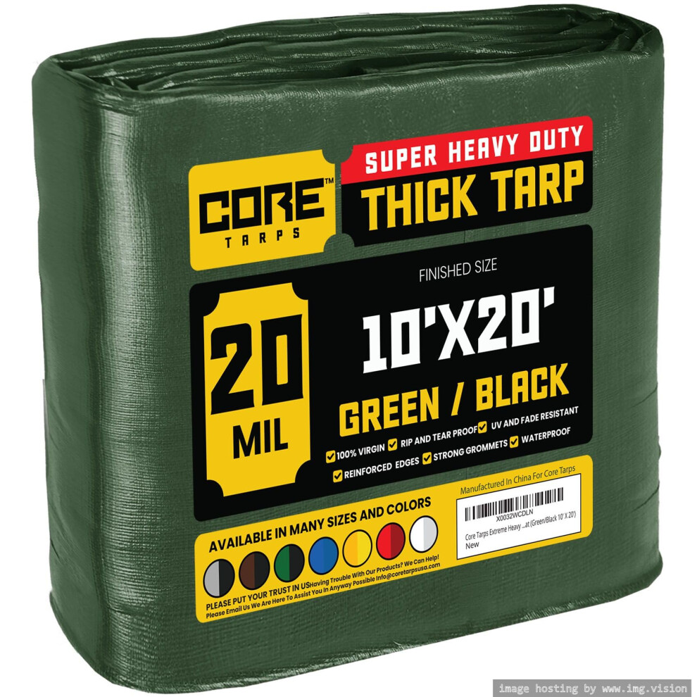 Core Tarps Extreme Heavy Duty 20 Mil Tarp Cover  Waterproof  UV Resistant  Rip and Tear Proof  Poly Tarpaulin with Reinforced Edges for Roof  Camping-image-OPC-PGTG9QX-NEW