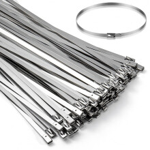 100 STKS 11,8 inch metalen kabelbinders - 304 roestvrij staal Heavy Duty zelfsluitende kabeldraadbandwikkel voor hek Uitlaatwikkeling Auto Buitenluif