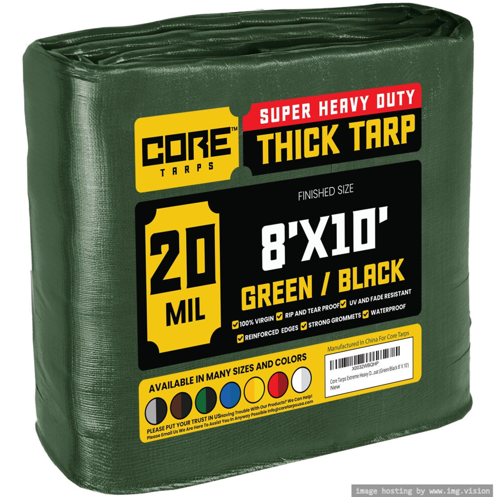 Core Tarps Extreme Heavy Duty 20 Mil Tarp Cover Waterproof Uv Resistant Rip And Tear Proof Poly Tarpaulin With Reinforced Edges For Roof Camping 810100671532