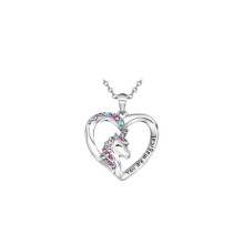 (Silver) Unicorn Pegasis Heart Shaped Necklace Hollow Out Bracelet Simplicity Fashion